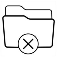 Remove Folder and delete icon concept in black line color vector