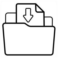 Document Folder and Upload icon concept in black line color vector