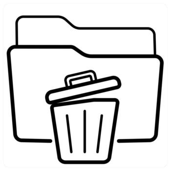 Trash Folder and Folder icon concept in black line color vector