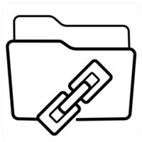 Link Folder and Folder icon concept in black line color vector