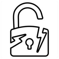 Security Break And Cracked Icon Concept in black line color vector