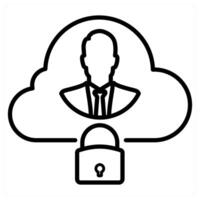 Cloud Security And Computing Icon Concept in black line color vector