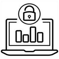 Logs Security And Graph Security Icon Concept in black line color vector