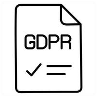 Gdpr And Privacy Concept in black line color vector