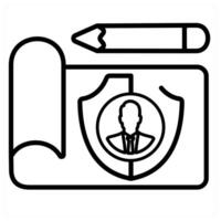 Protected Document And Data Icon Concept in black line color vector