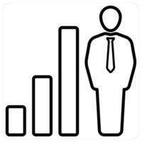 Employee Growth icon in black line color vector