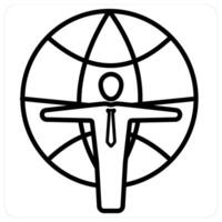 Global Business and business icon concept in black line color vector