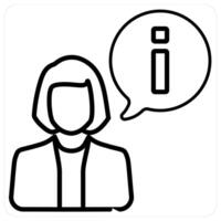 Information and query icon concept in black line color vector