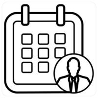 Employee Calendar icon concept in black line color vector