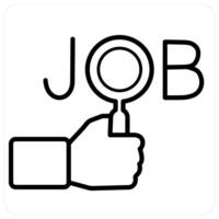 Search Job and find icon concept in black line color vector