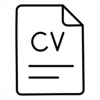 Resume and CV icon concept in black line color vector