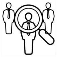 Job Hunt icon concept in black line color vector