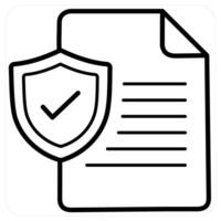 Insurance Policy Document icon in black line color vector