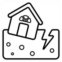 Earthquake Damage icon concept in black line color vector