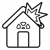 Home Explosion icon concept in black line color vector