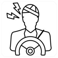 Driver Injury icon concept in black line color vector