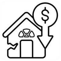 House damage insurance icon concept in black line color vector