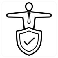 Insublack Person icon concept in black line color vector