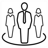 Team and manager icon concept in black line color vector