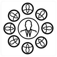 Connection icon concept in black line color vector