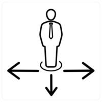 Direction icon concept in black line color vector