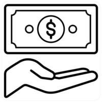 Cash and currency icon concept in black line color vector