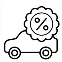 Car Loan icon concept in black line color vector
