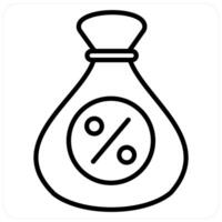 Loan Interest Rate icon concept in black line color vector