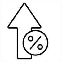 High Interest Rate icon concept in black line color vector