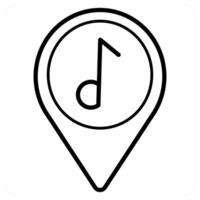Audio and location icon concept in black line color vector