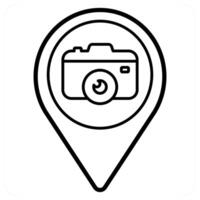 camera icon concept in black line color vector
