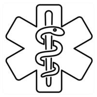 Caduceus icon concept in black line color vector