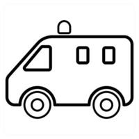 Ambulance icon concept in black line color vector