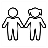 Children icon concept in black line color vector