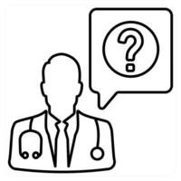 Ask A Doctor icon concept in black line color vector