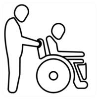 Handicapped Patient icon concept in black line color vector