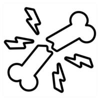 Broken Bone icon concept in black line color vector