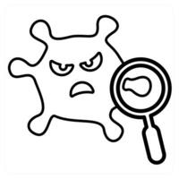 Virus Scan icon concept in black line color vector