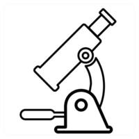 Microscope icon concept in black line color vector