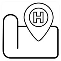 Hospital Location icon concept in black line color vector