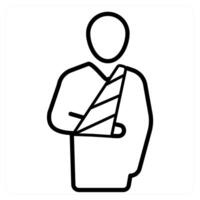 Broken Arm icon concept in black line color vector