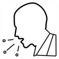 Cough icon concept in black line color vector