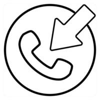 Call Receive icon concept in black line color vector