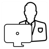 Working man icon concept in black line color vector