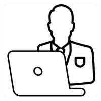 Busy man icon concept in black line color vector
