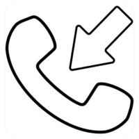 Receive Call icon concept in black line color vector