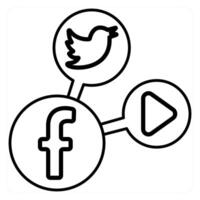 Social Media icon concept in black line color vector