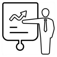 Presentation and business icon concept in black line color vector
