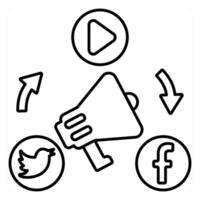 Social Media Advertisement icon concept in black line color vector