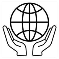 Save Earth icon in black line color vector